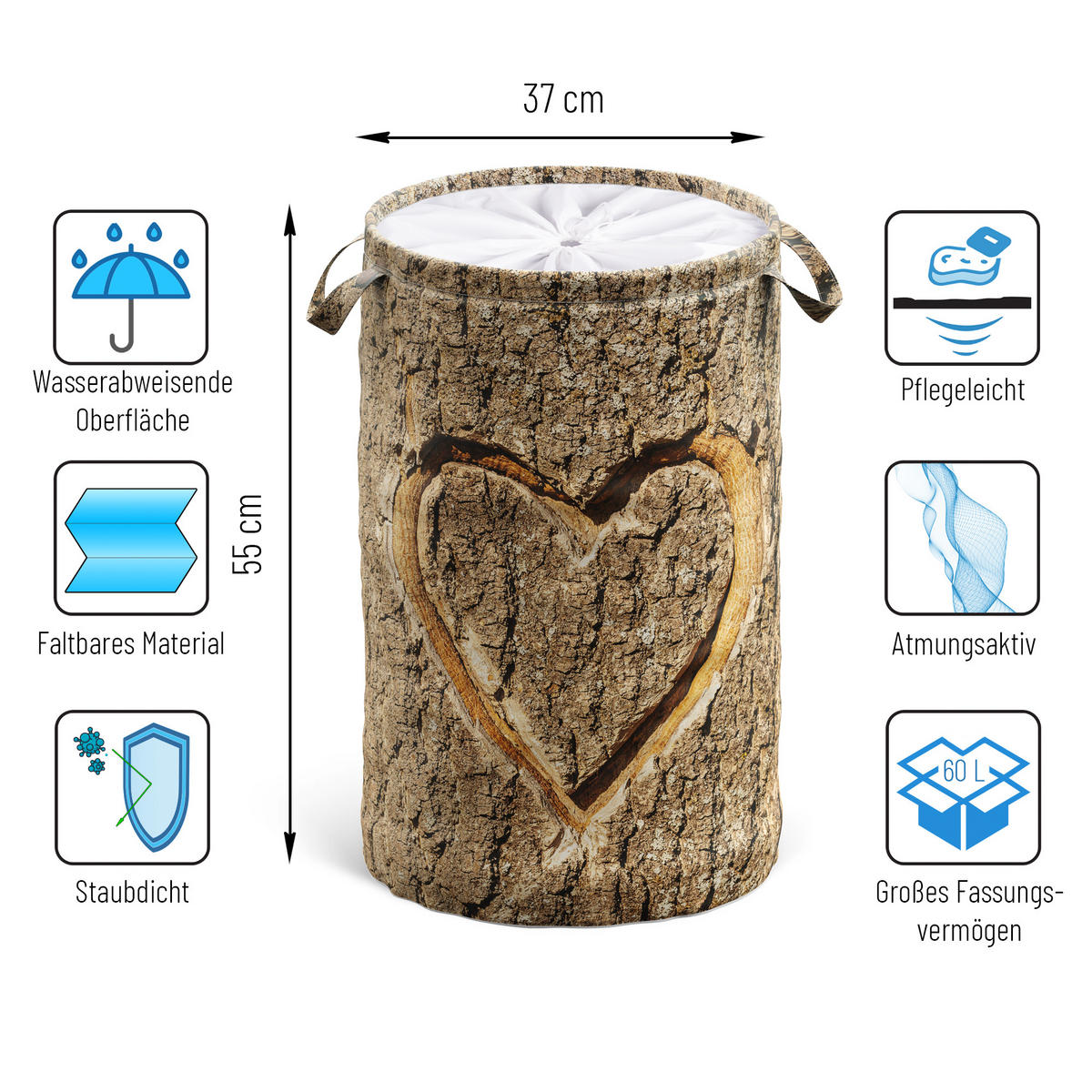 WÄSCHEKORB True Love - Braun, Textil (37/55/55cm) - Sanilo