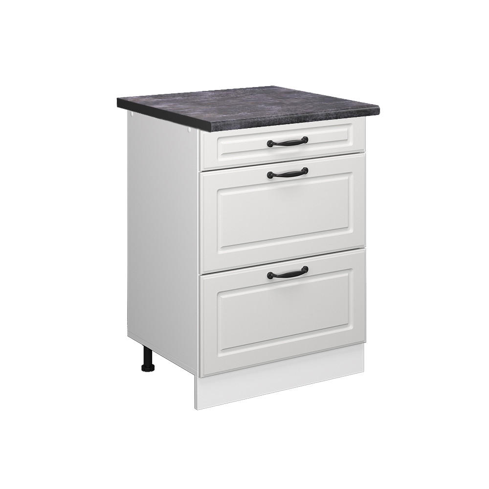 KÜCHENUNTERSCHRANK R-Line Weiß Landhaus 60 cm mit Schubladen AP Anthrazit - Creme/Weiß, Holzwerkstoff (60/81.6/60cm) - Vicco