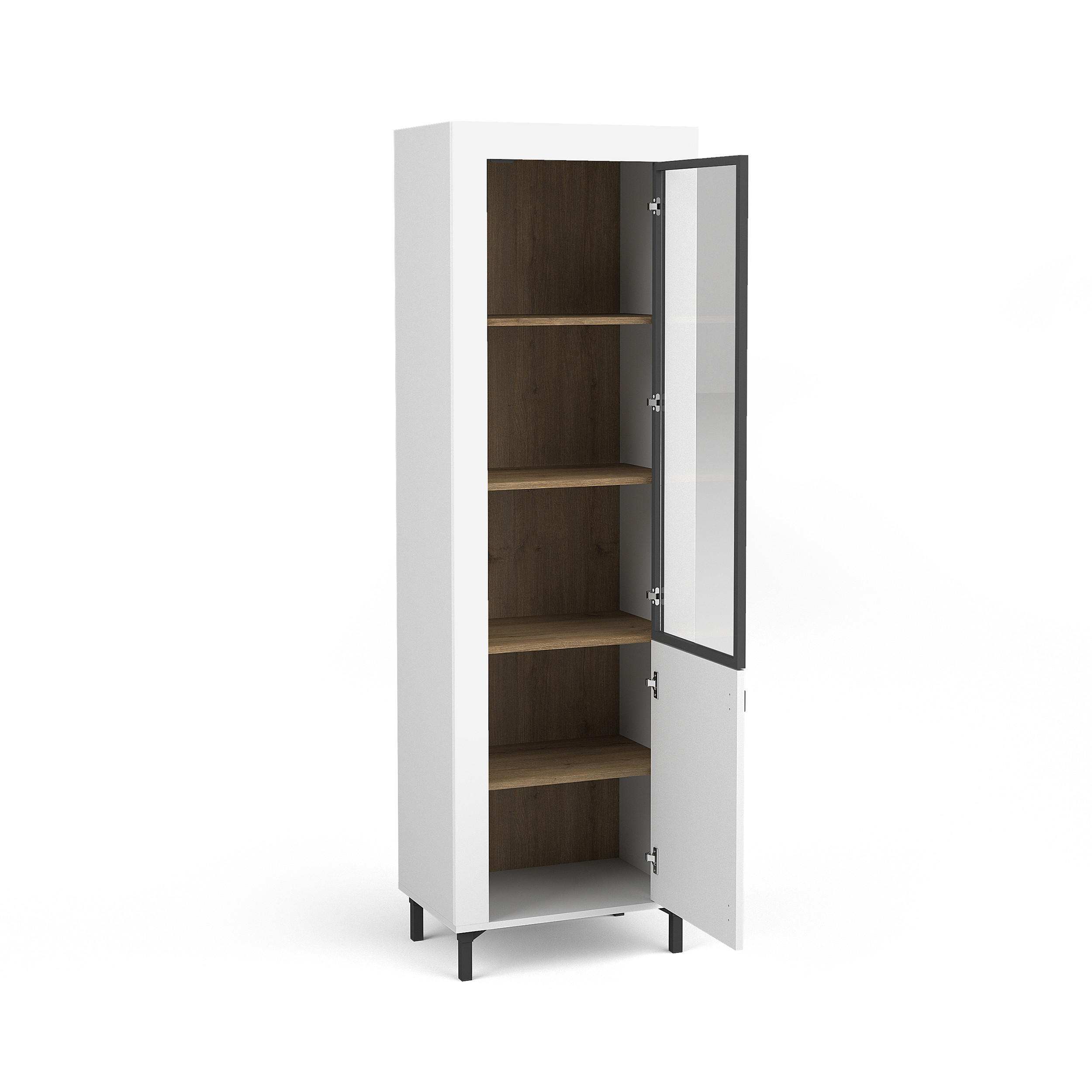 VITRINE Monta mit 2 Türen und LED-Beleuchtung, Weiß - Weiß, Holzwerkstoff (60/194/40cm) - Beautysofa