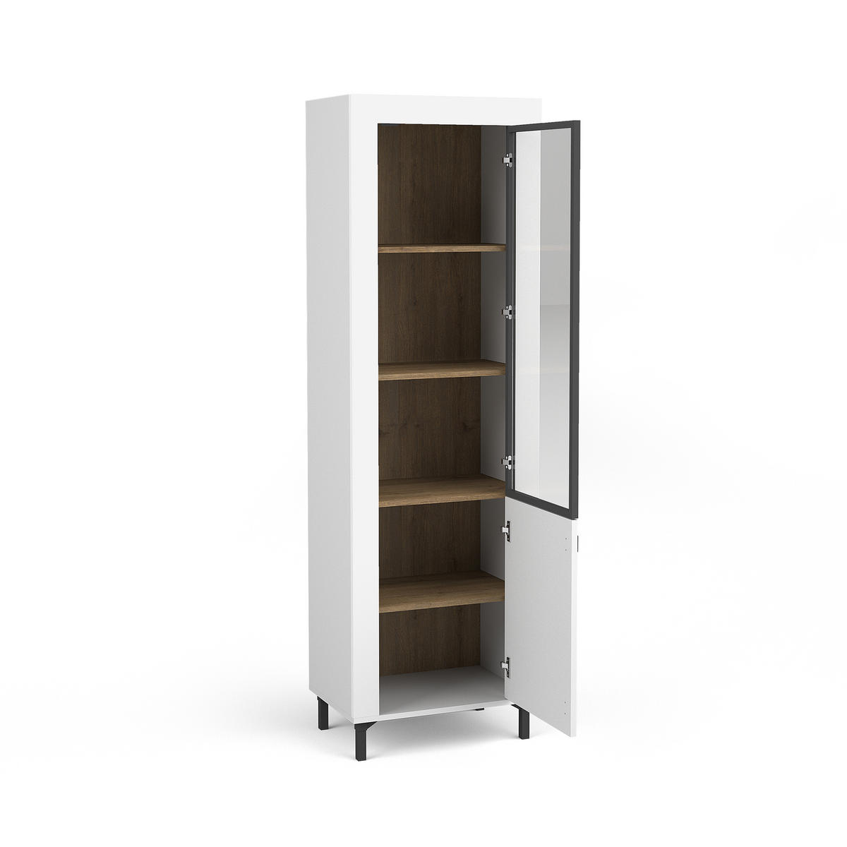 VITRINE Monta mit 2 Türen und LED-Beleuchtung, Weiß - Weiß, Holzwerkstoff (60/194/40cm) - Beautysofa