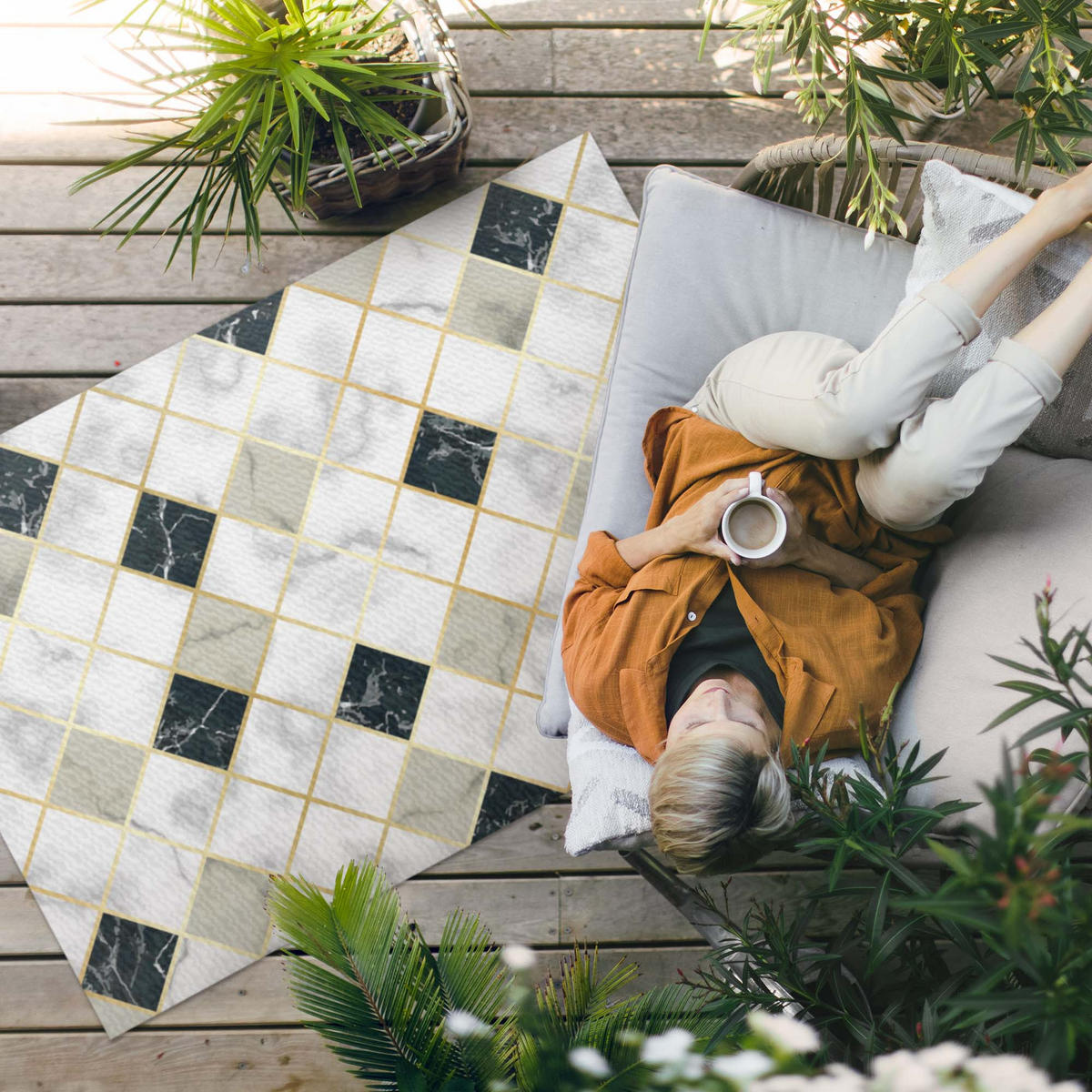 TEPPICH 100x150 cm Schöner Marmor Steinoptik - Blaugrau, Kunststoff (100/150cm) - Wallfluent