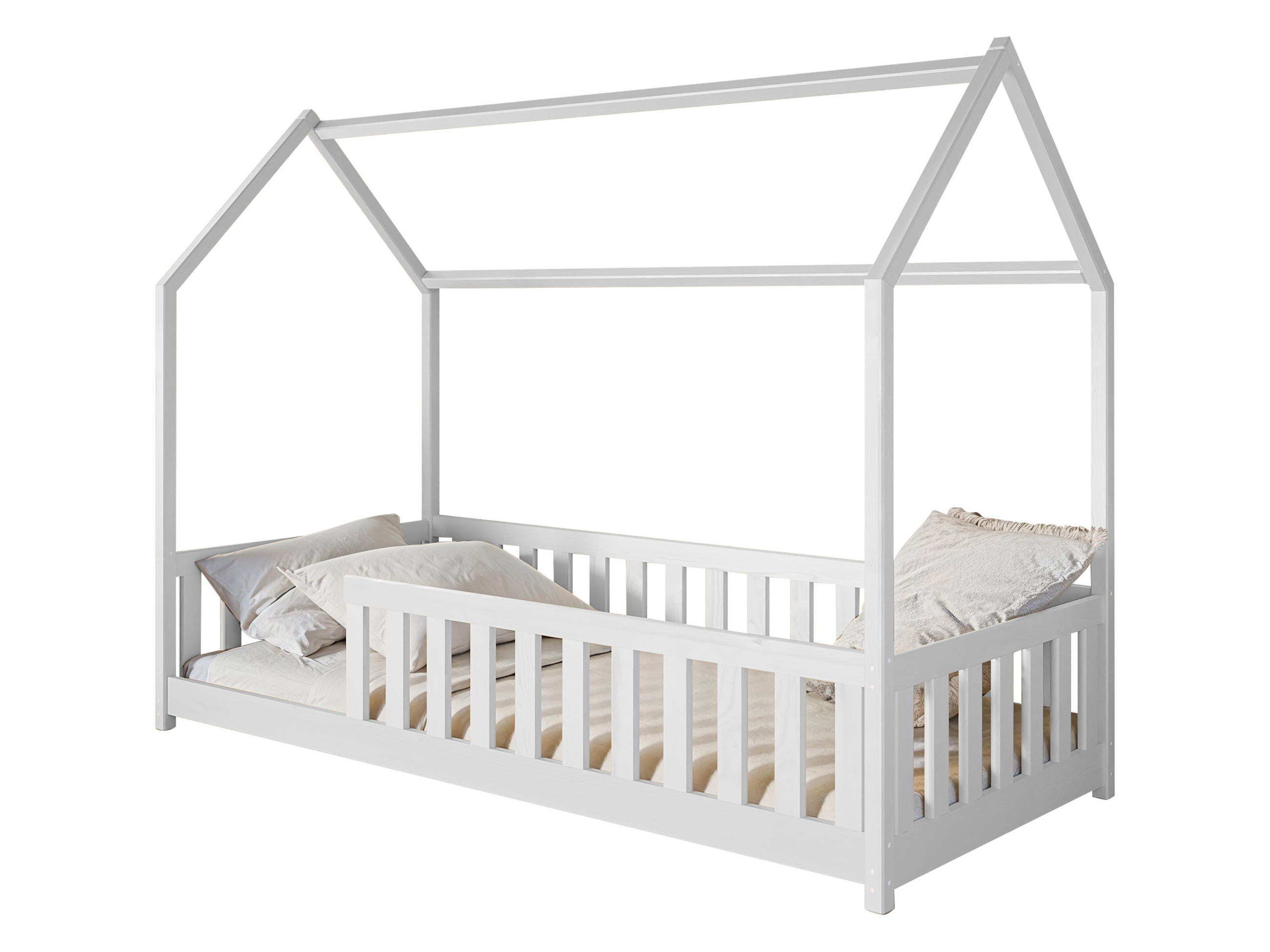 BODENBETT 90x200 cm mit Matratze in weiß - Weiß, Holz (90/200cm) - Kids Collective