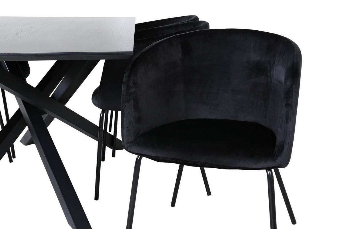 TISCHGRUPPE Schwarz - Schwarz, Holzwerkstoff (90/76/190cm) - ebuy24