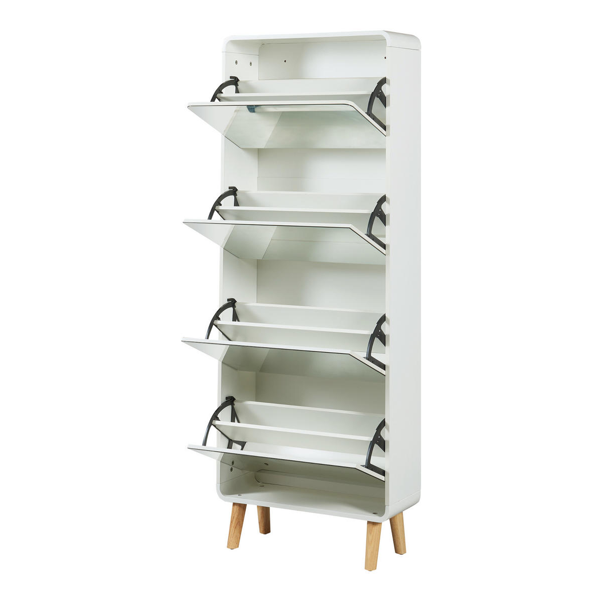 SCHUHKIPPER Aure - Weiß, Glas/Holz (63/172/23.5cm) - [en.casa]