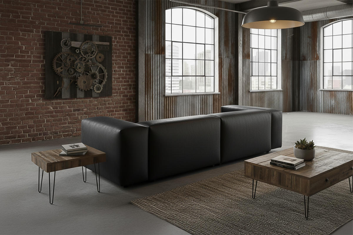 SOFA CELESTE Schwarz Lederfaserstoff - Schwarz, Leder/Kunststoff (302/72/114cm) - KAWOLA