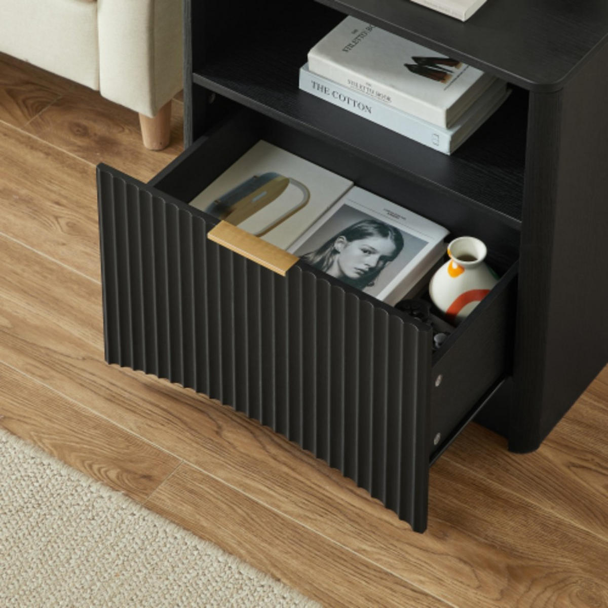 NACHTSCHRANK 58B/38T/60H cm Schwarz - Schwarz, Holzwerkstoff (38/60/58cm)