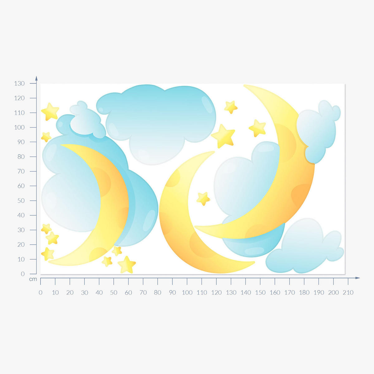 WANDAUFKLEBER 130x208cm - Nachthimmel Monde - Multicolor, Kunststoff (130/208/0.1cm) - Wallfluent