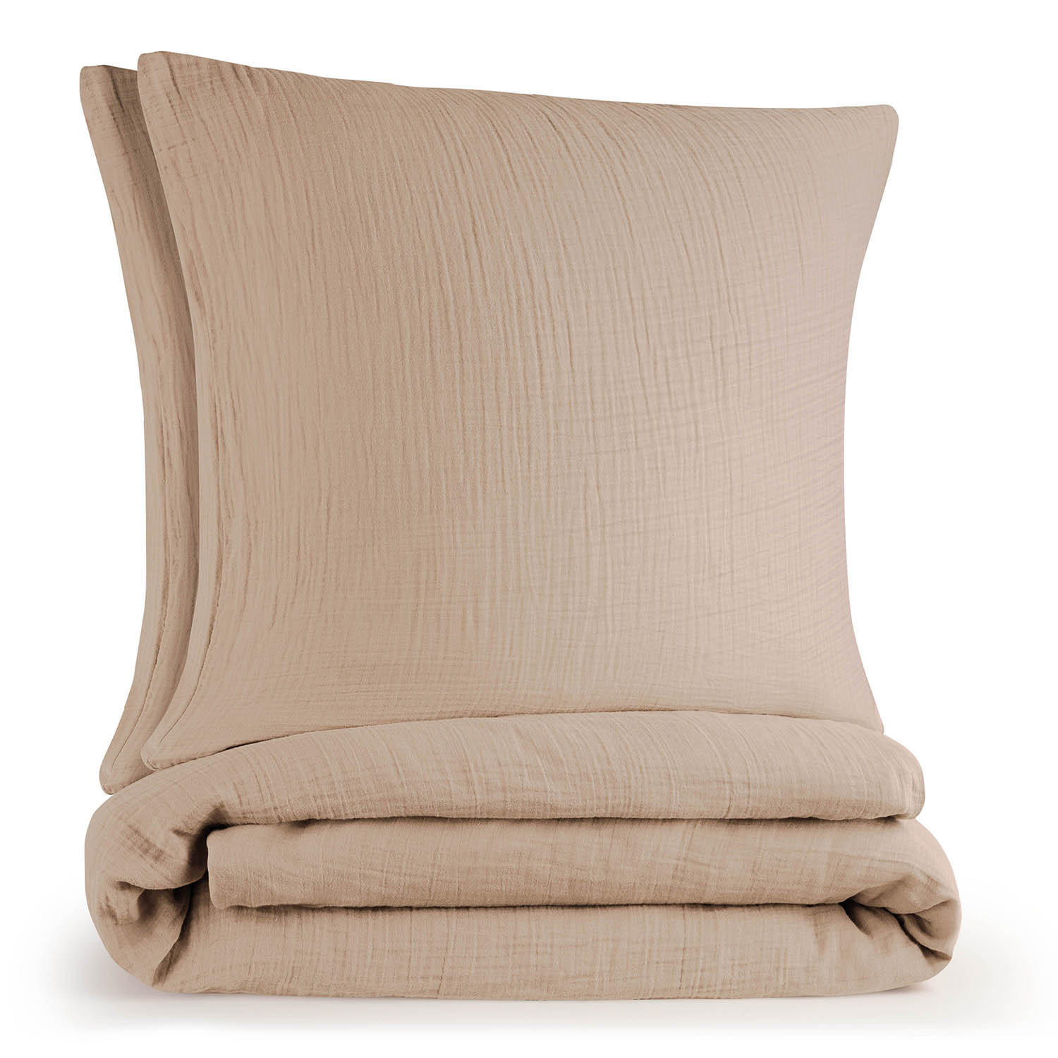 BETTWÄSCHE Musselin, 100% Baumwolle, 200/200 cm & 2x 40/80 cm - Taupe, Textil (200/200cm) - Blumtal