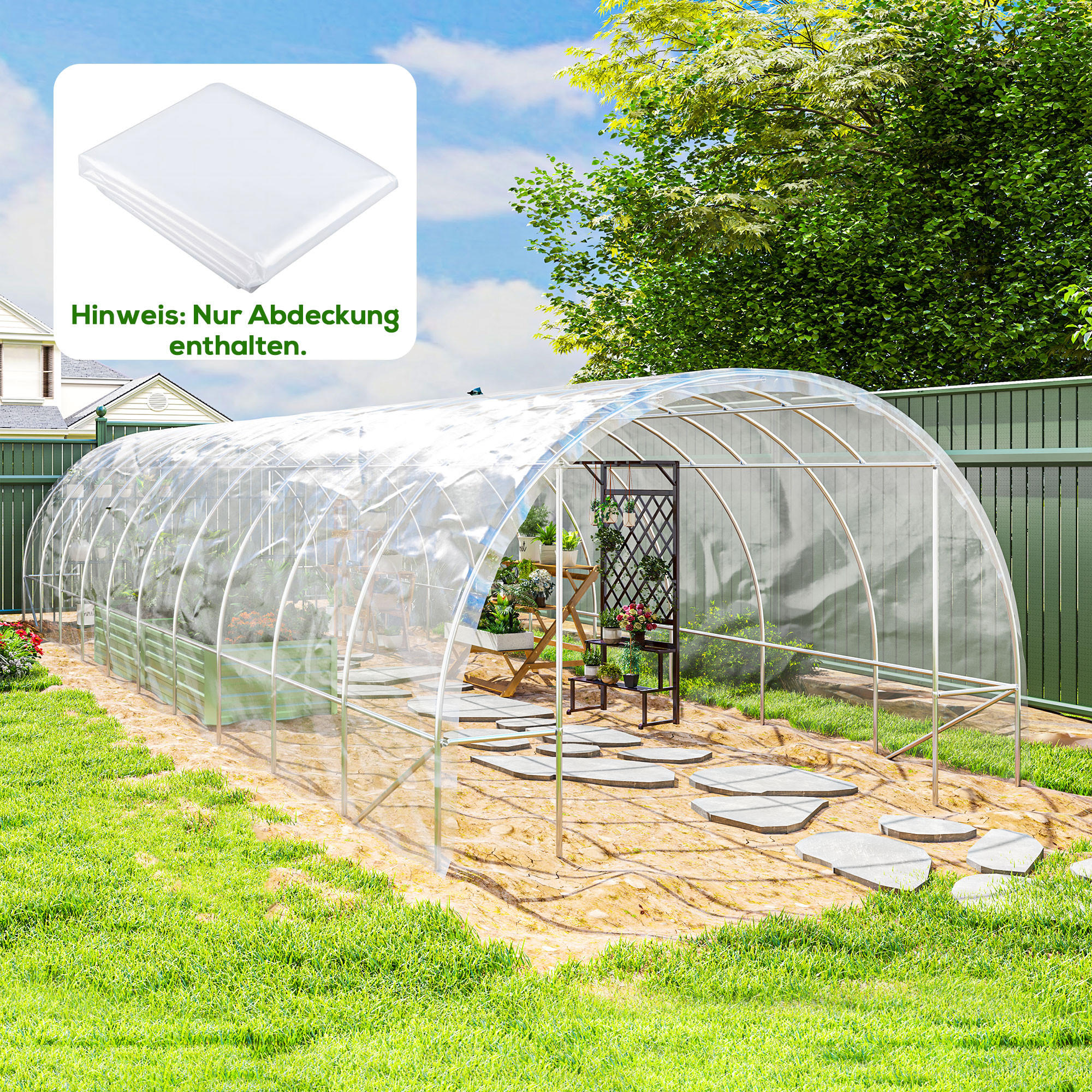 GEWÄCHSHAUSFOLIE 6 x 10 m, wasserdichtGartenfolie, aus Kunststoff, Extra Dick - Transparent, Kunststoff (600/1/1000cm) - Outsunny