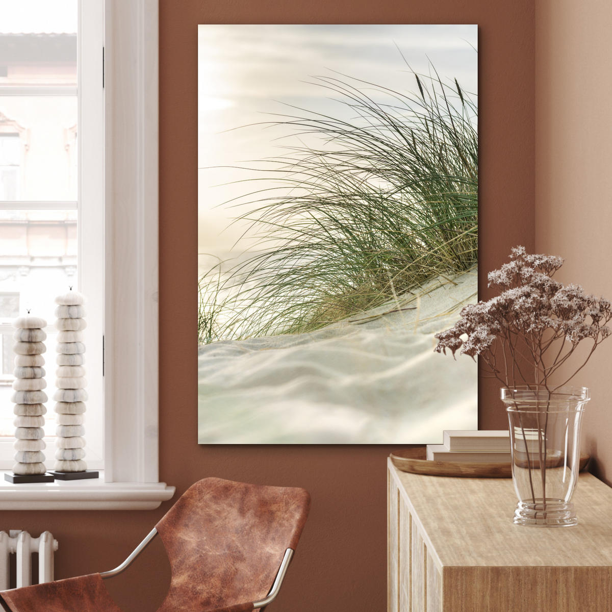 METALLBILD Dünen - Strand - Schleswig-Holstein - Wattenmeer 60x90 cm - Creme, Metall (60/90cm) - MuchoWow
