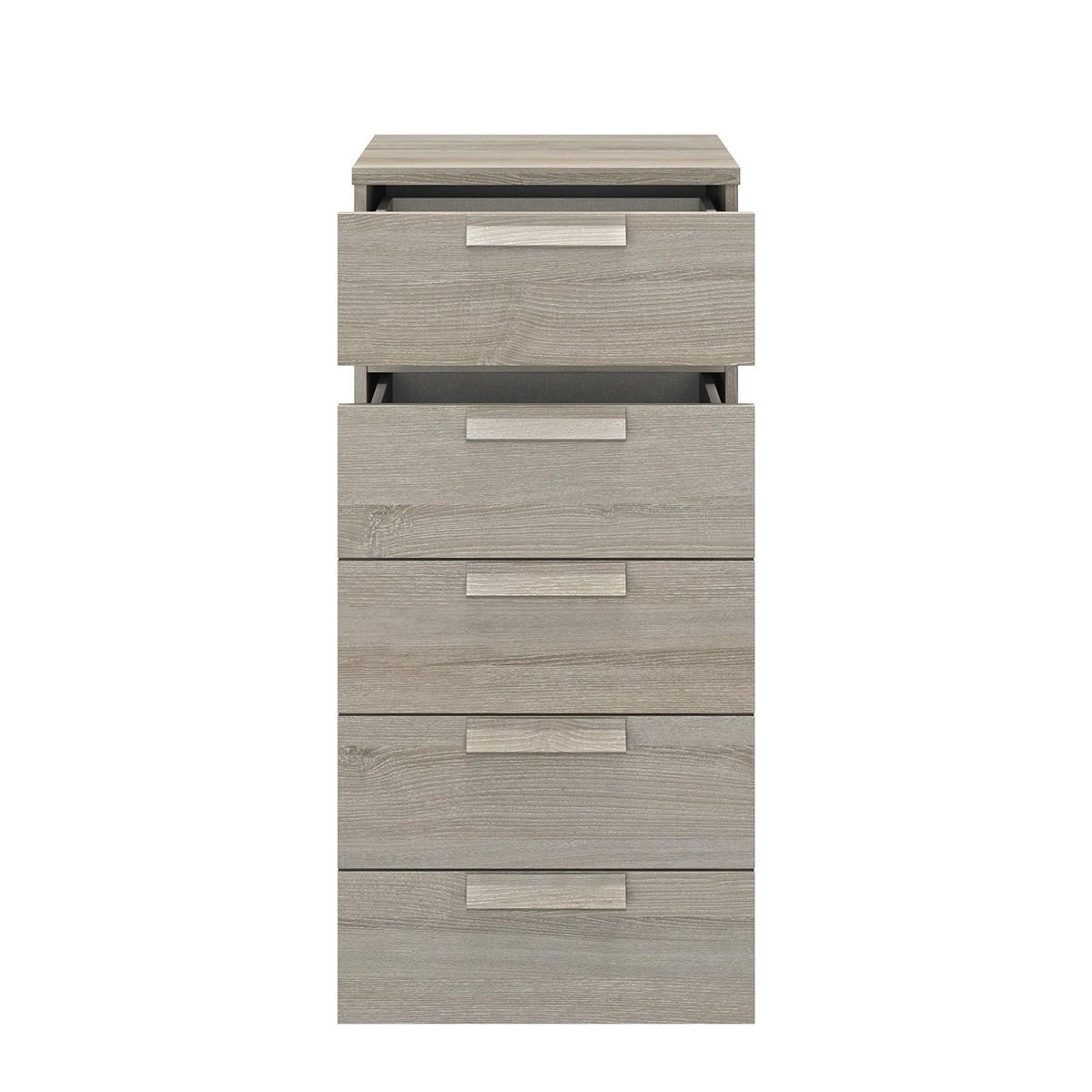 KOMMODE 5 Schubladen Cyrus - Französische Herstellung - 48/45/105 cm - Grau, Holzwerkstoff (45/105/48cm) - Calicosy
