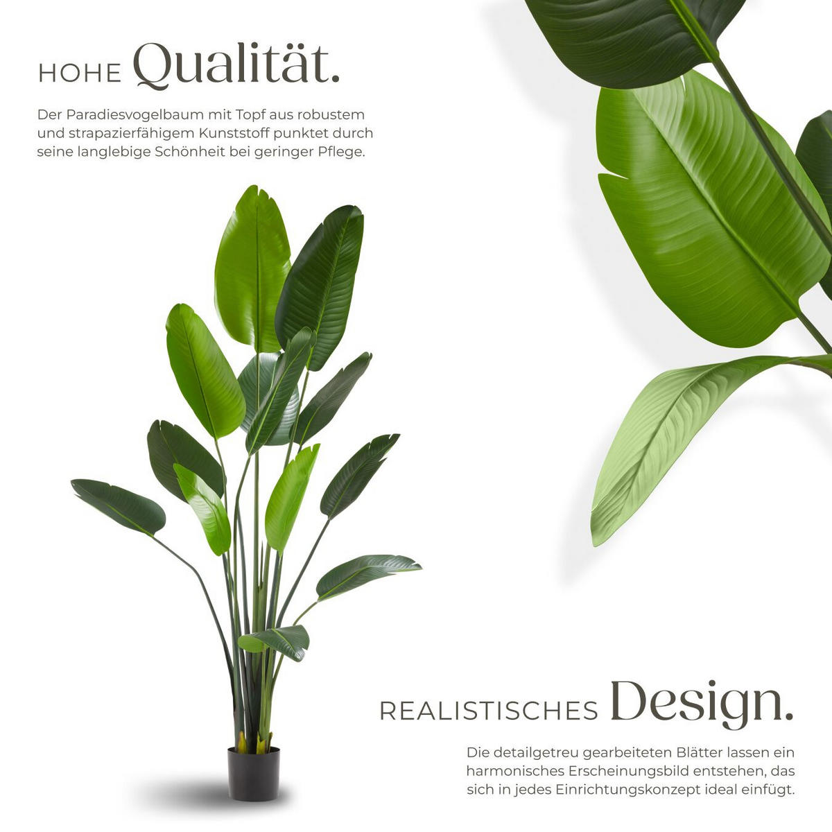 KÜNSTLICHER-PARADIESVOGELBAUM Tropic,stabiler Kunststoff-Blumentopf,grün - Grün, Kunststoff (180cm) - tectake