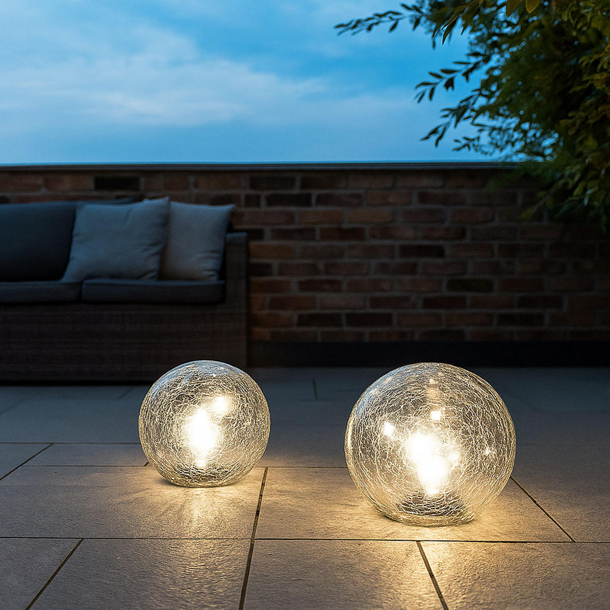 LED AUSSENLEUCHTE Solarkugel Klar Glas 3er Set - Klar, Glas (15/15/15cm)