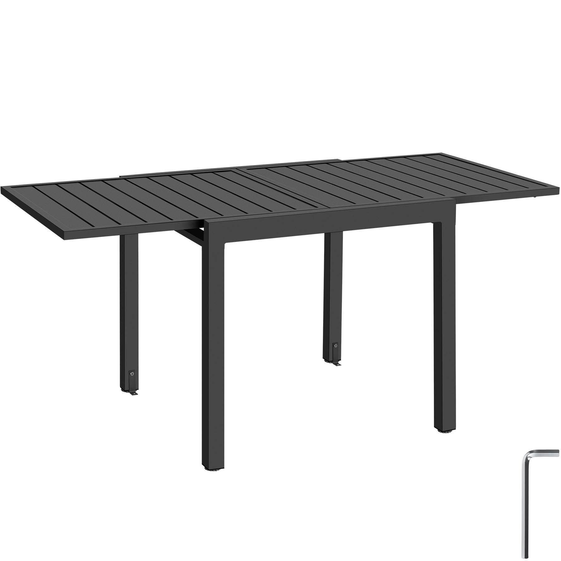 GARTENTISCH aus Aluminium Campos, 80–160 x 80 x 75 cm, dunkelgrau - Dunkelgrau, Metall (80/160/75cm) - tectake
