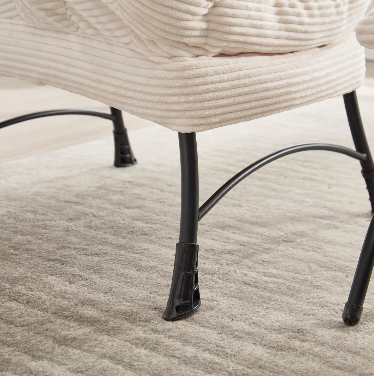 SESSEL 69.9/95/64 cm Weiß aus Stahl mit Hocker - Weiß, Textil (69.9/95/64cm) - OKMYHOME