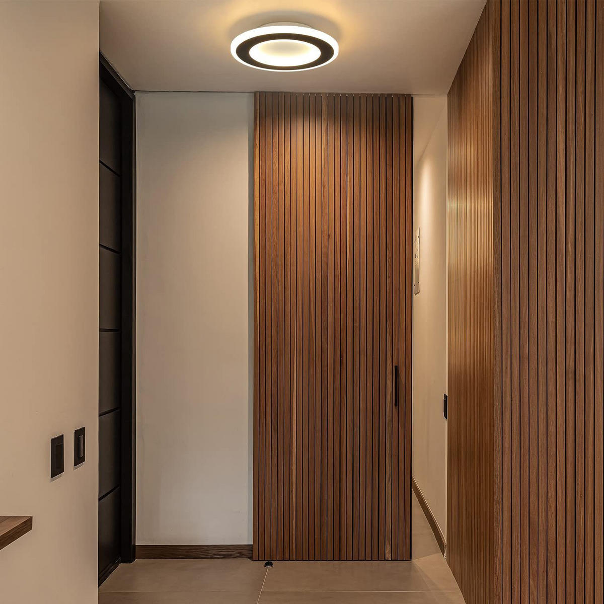 DECKENLEUCHTE Zaraelith 24/24/4 cm - Schwarz, Metall (24/24/4cm) - ZMH