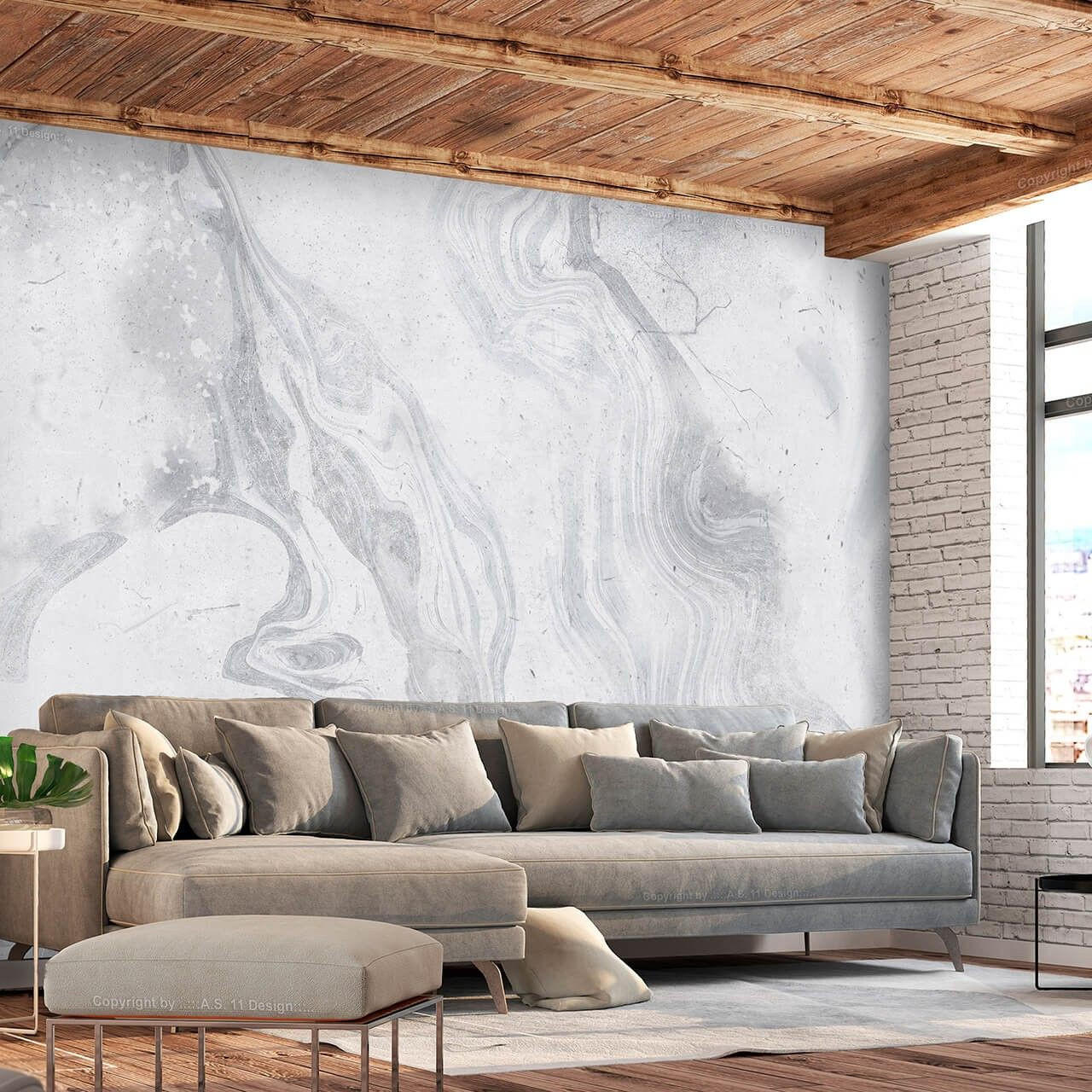 VLIESTAPETE Grün 150/105 cm - Grau/Grün, Textil (150/1cm) - KUNSTLOFT