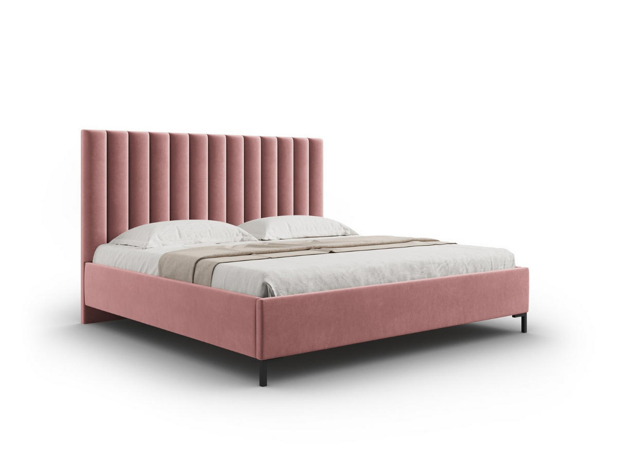 BETT mit Bettkasten und Kopfteil Allison aus Samt rosa 160x200cm - Pink, Textil (160/200cm) - Micadoni