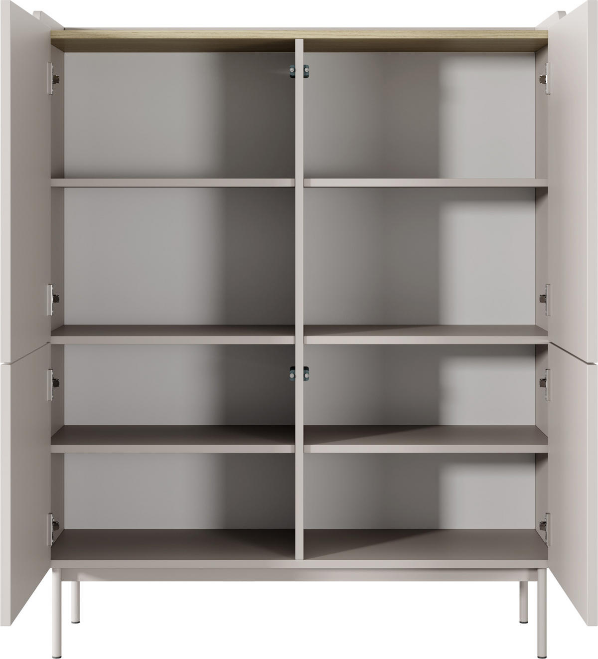 HIGHBOARD Nolle in Beige & Scandi Eiche 103/126/38 cm - Sandfarben/Beige, Holzwerkstoff/Metall (103.2/126.2/38cm) - WFL GROUP