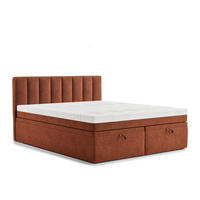 BOXBETT 140/200 cm Lovage S, in Kupferfarbe, Matratze, gepolstertes Kopfteil, Bettkasten, H3 = fest - Schwarz/Kupferfarben, Holz/Holzwerkstoff (140/200cm) - Maison de Reve