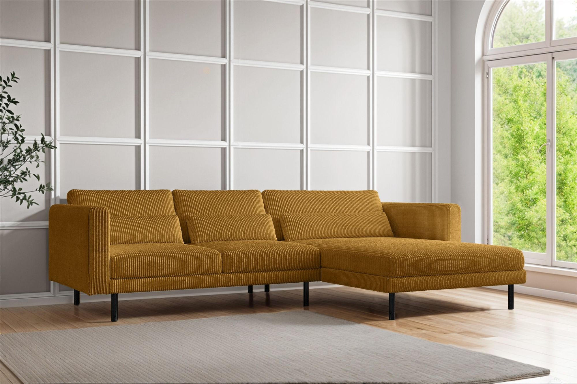 ECKSOFA Agada In Poso - Gelb, Holzwerkstoff/Textil (281/174cm) - Fun Möbel