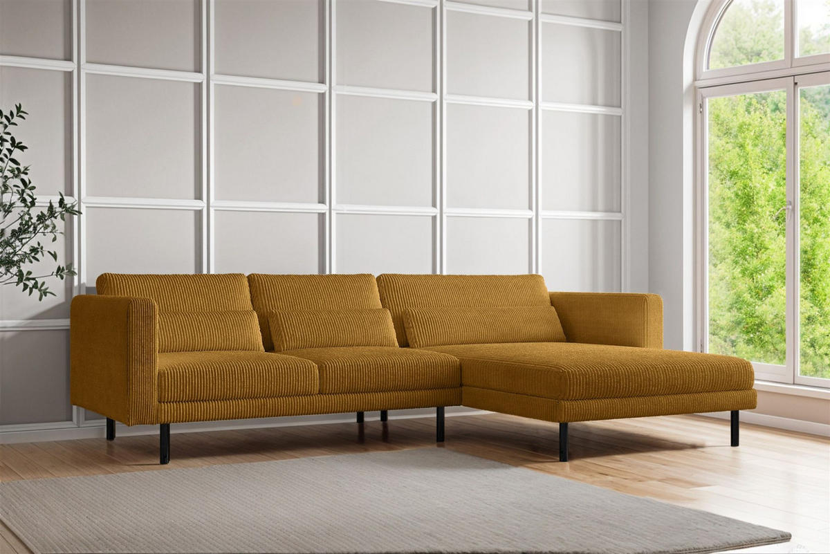ECKSOFA Agada In Poso - Gelb, Holzwerkstoff/Textil (281/174cm) - Fun Möbel