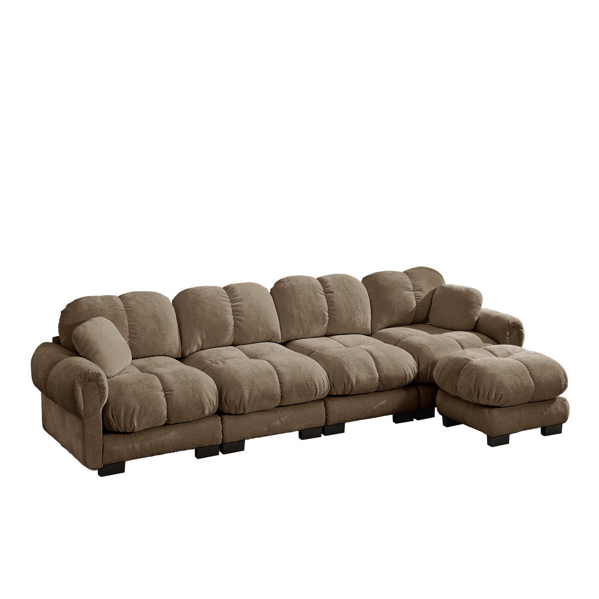 ECKSOFA 330/149/90 cm Braun Cord mit mobiler Ottomane und 2 kleinen Dekokissen - Braun, Textil (330/149cm) - Oxeza