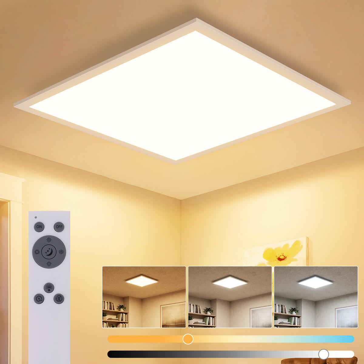LED DECKENLEUCHTE Zovric 44.5/44.5/5 cm - Weiß, Kunststoff/Metall (44.5/44.5/5cm) - ZMH
