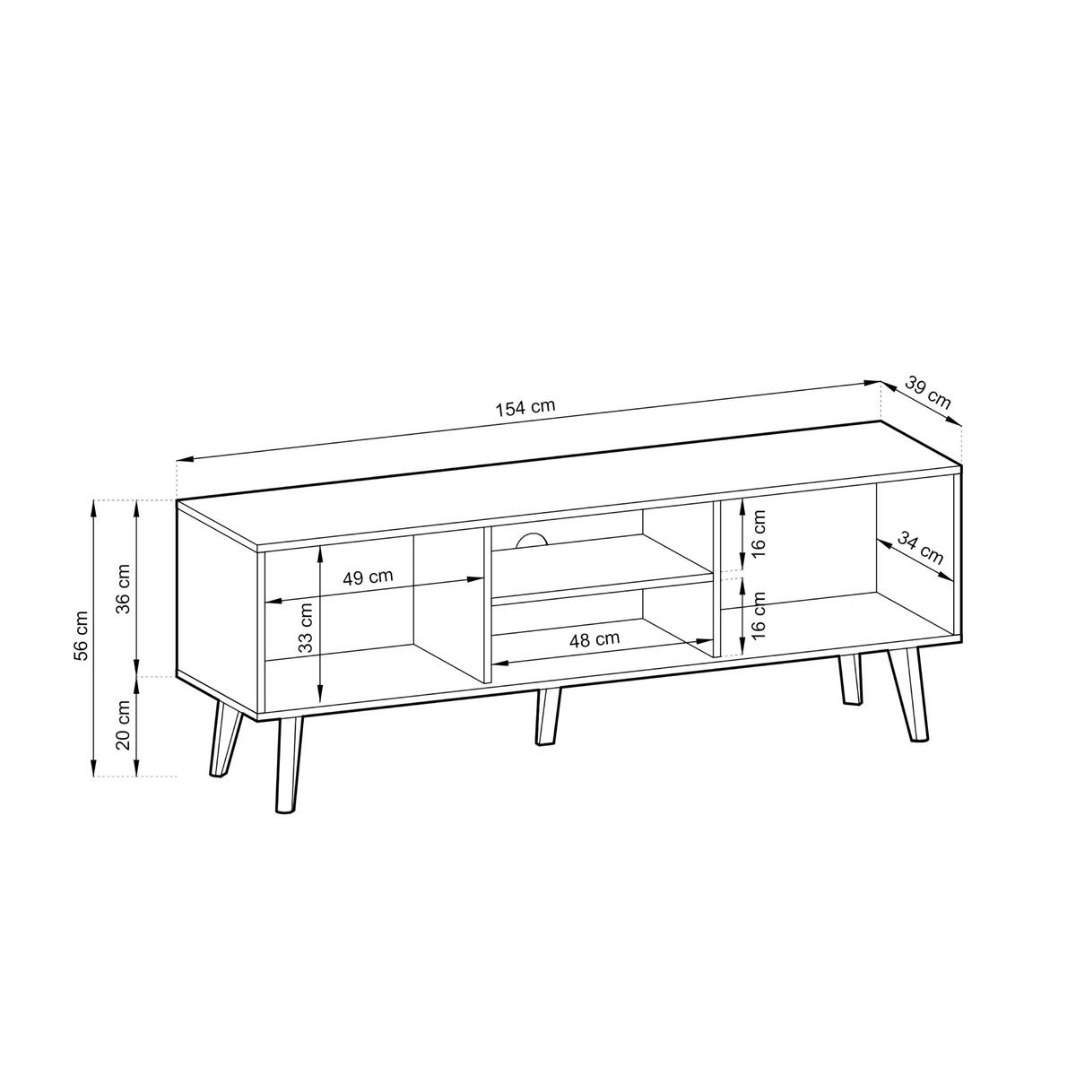 LOWBOARD Saskatoon RTV154 – Schwarz, Artisan-Eiche - Eichefarben/Schwarz, Glas/Holzwerkstoff (154/56/39cm) - Komodee