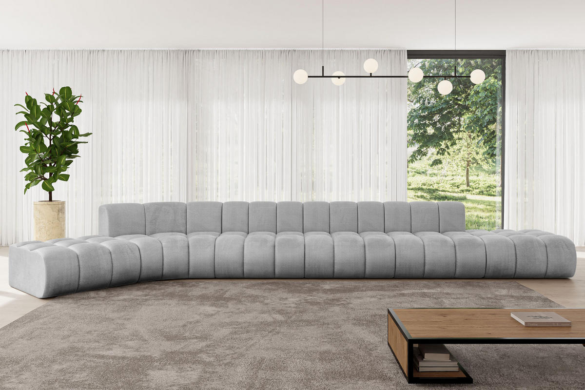 ECKSOFA modulares Sofa Solven-L3 - 562x174x70 cm Grau - Hellgrau, Holzwerkstoff/Textil (562/174cm) - ALTDECOR