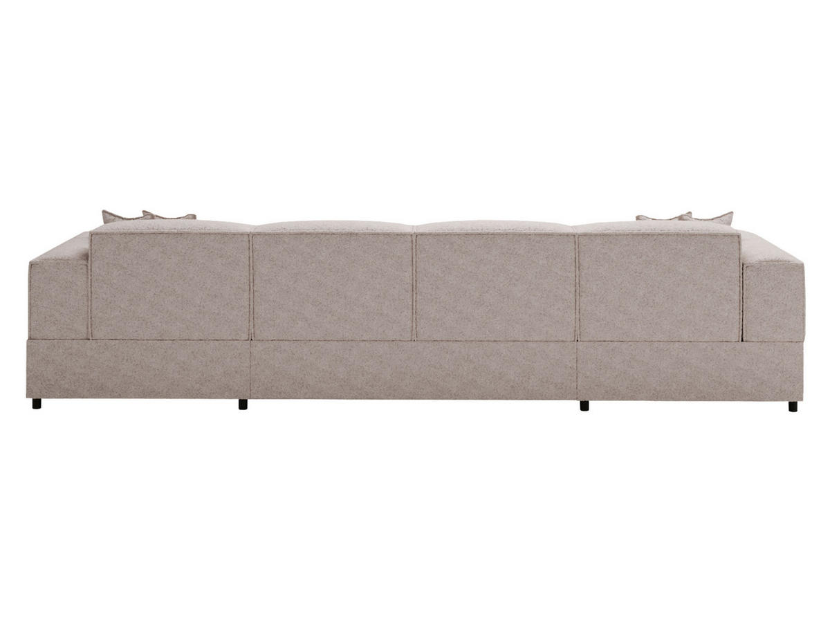 WOHNLANDSCHAFT Santos U Boucle - Beige/Schwarz, Holzwerkstoff/Kunststoff (320/79/166cm) - MIRJAN24