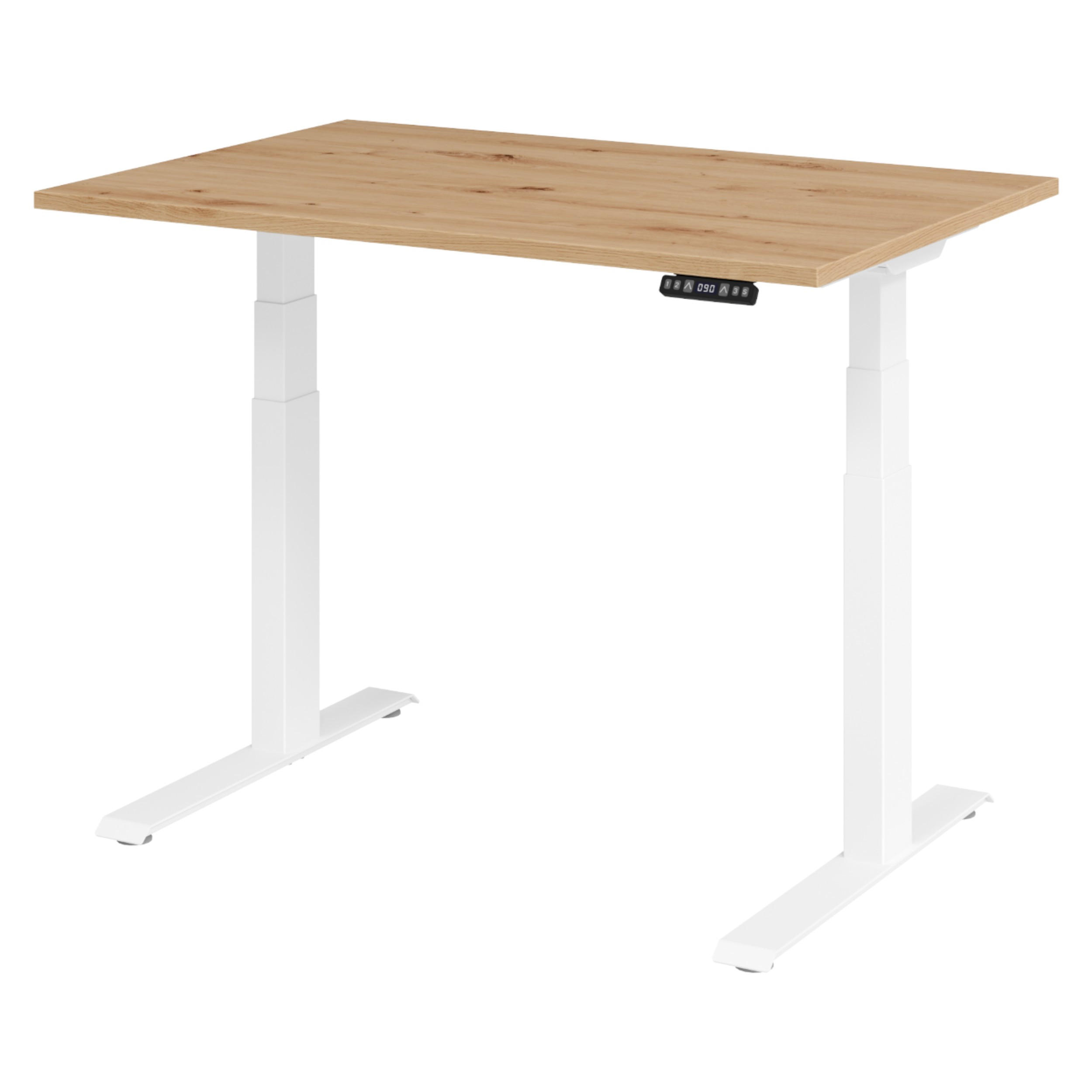 bümö Schreibtisch Wildeiche, Weiß 120x74x80 cm