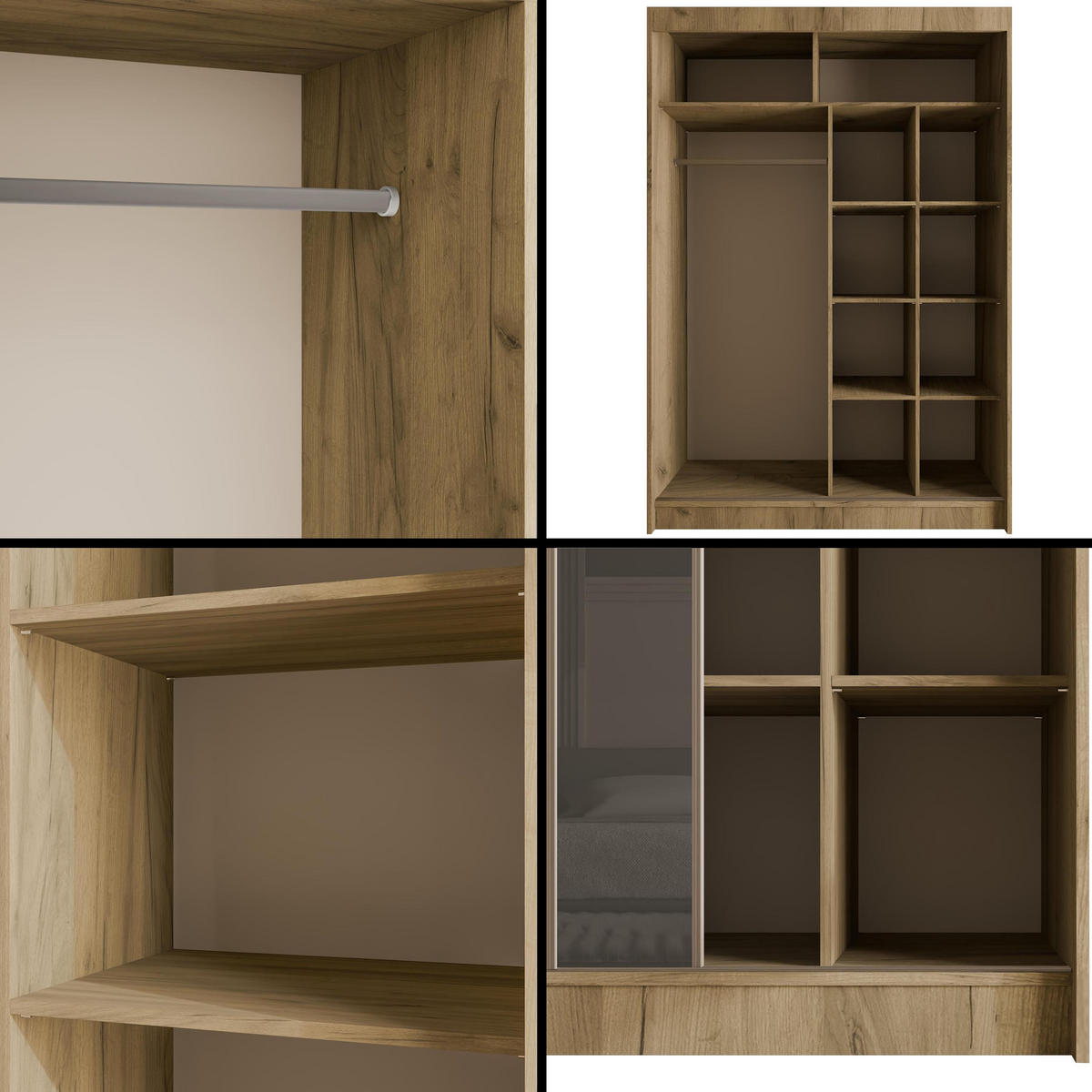 KLEIDERSCHRANK VESLI - 150 cm - Braun|Grau - Braun/Grau, Holzwerkstoff (150/215/61cm) - ALTDECOR