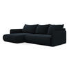 ECKSOFA mit Schlaffunktion Samt Stoff Blau - Blau/Schwarz, Kunststoff/Textil (148/240cm) - Makamii