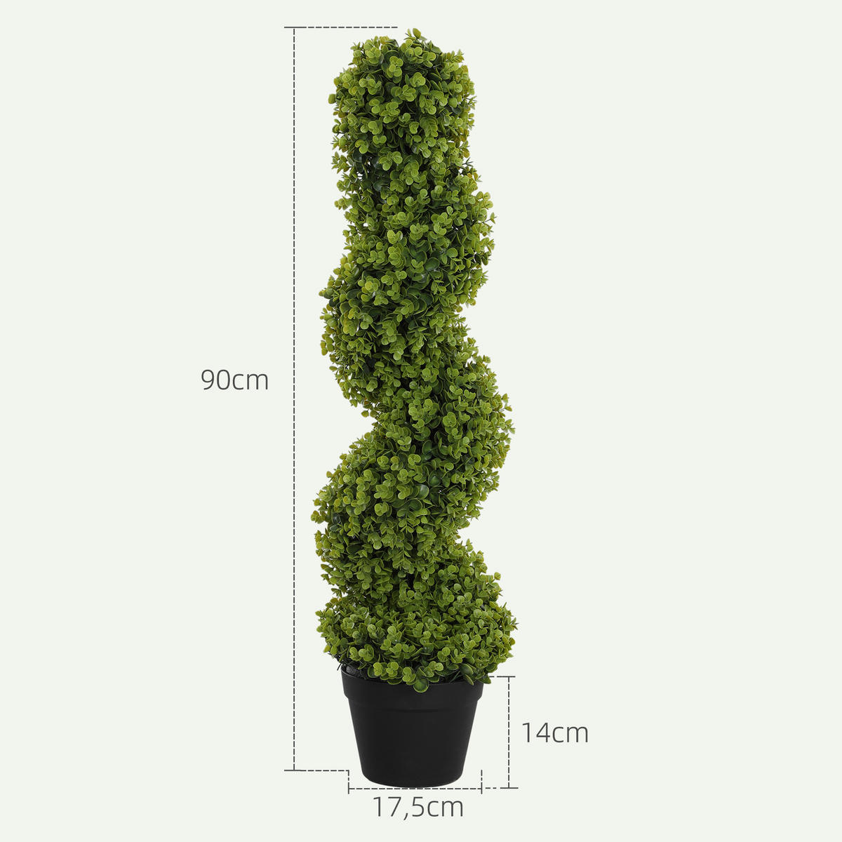 2ER-SET Künstlicher Spiral-Buchsbaum, 90 cm Kunstbaum, Kunstpflanze Grün - Schwarz/Grün, Kunststoff (90cm) - HOMCOM