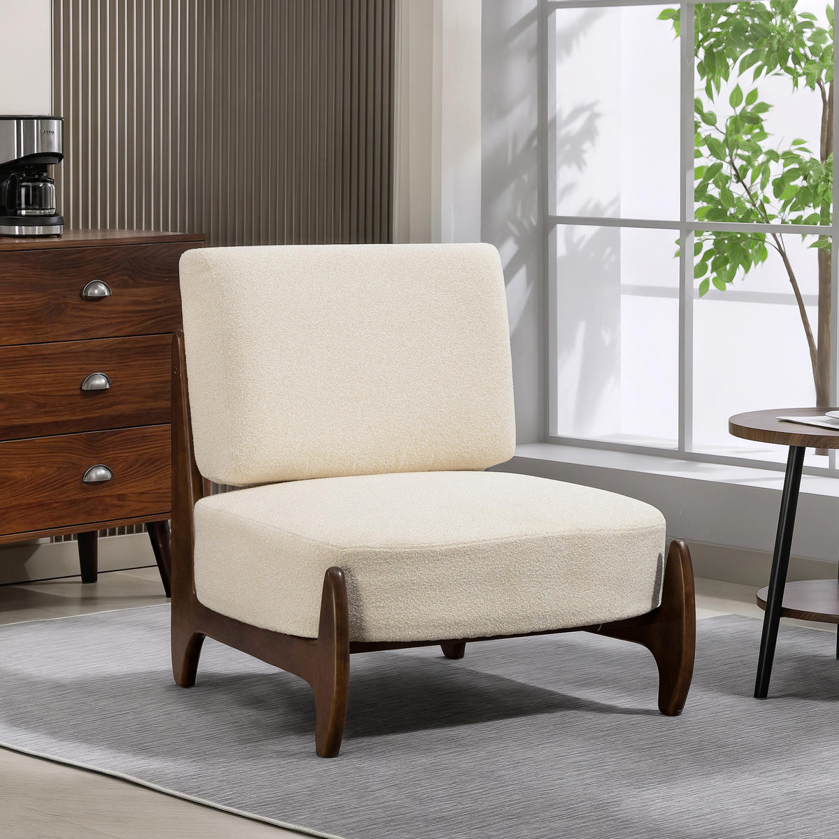 SESSEL DE-13303 Chenille-Stoff & dickes Polster Creme - Creme, Holz (72/81/73.5cm) - ComfortXL