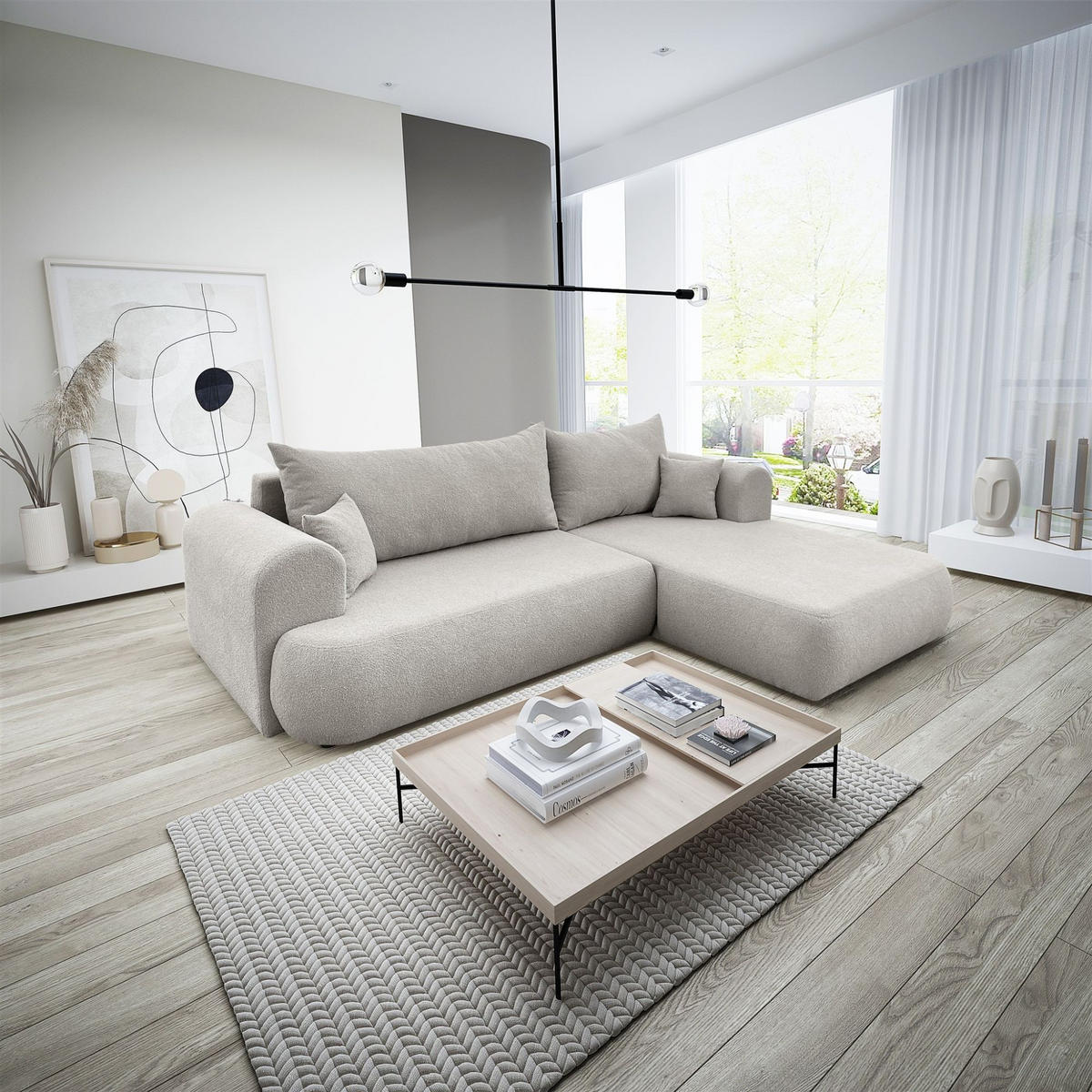ECKSOFA Anike In Now Or Never - Beige, Holzwerkstoff/Textil (260/173cm) - Fun Möbel