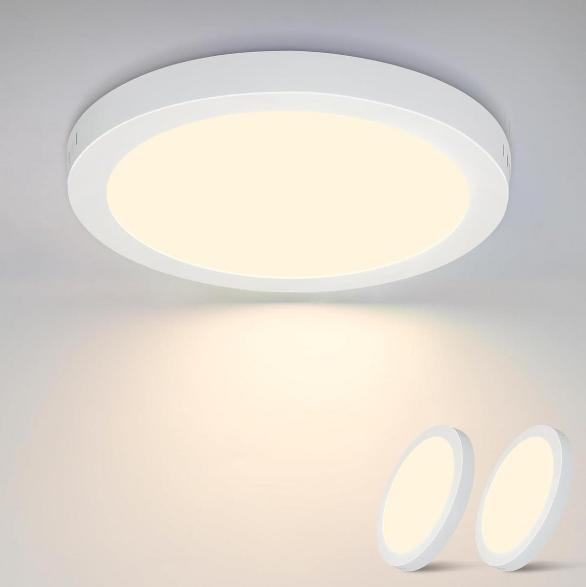 LED-DECKENLEUCHTE Finnj 23/3/23 cm （2er-set） - Weiß, Kunststoff (23/23/3cm) - ZMH