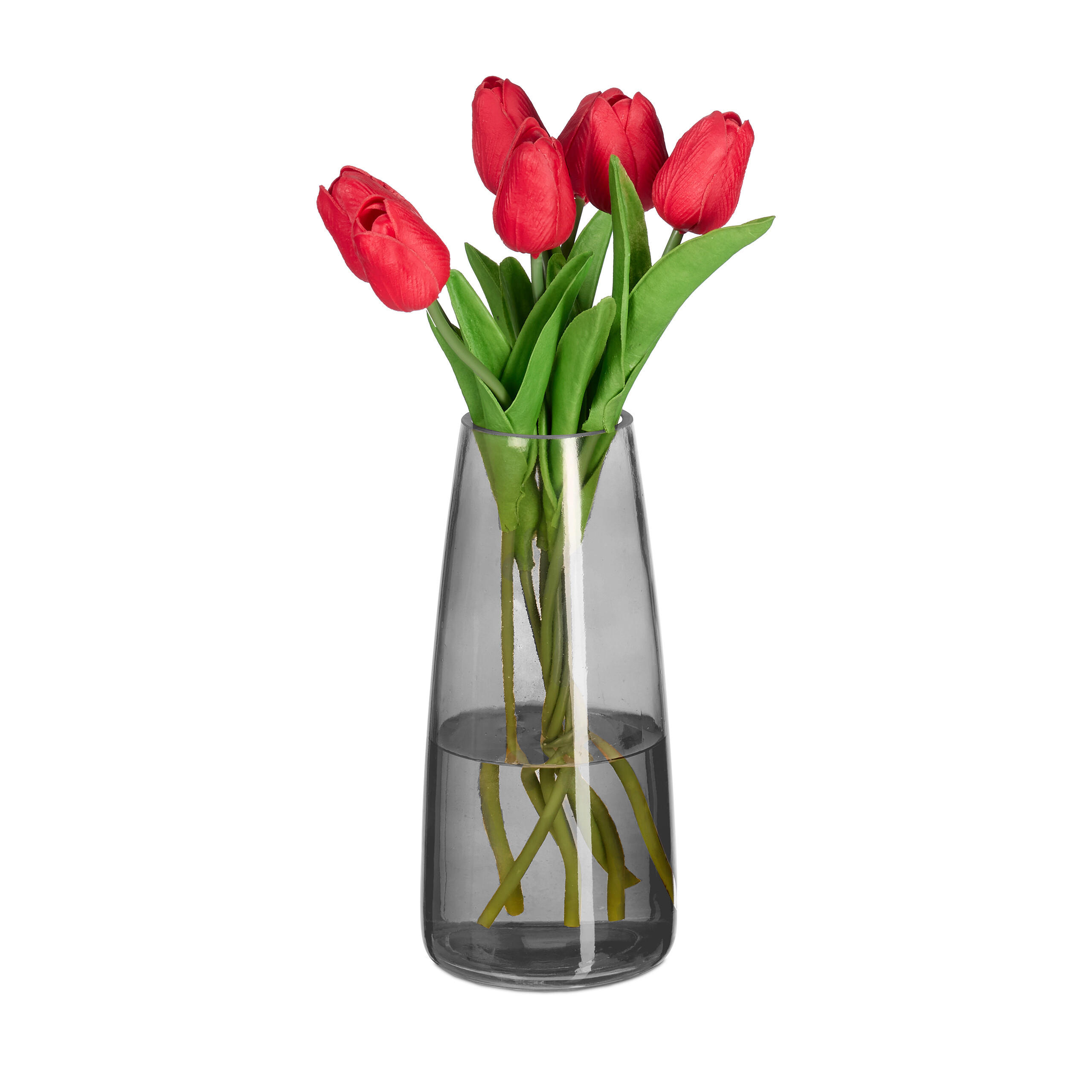 BLUMENVASE - Grau, Glas (21.5cm) - Relaxdays