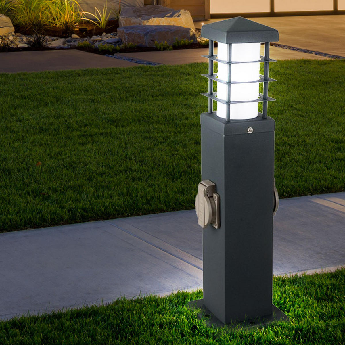 LED WEGELEUCHTE Edelstahl Anthrazit - Anthrazit, Metall (12.4/12.4/45cm)