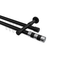 INNENLAUF-GARDINENSTANGEN-SET Prestige Mavell 180 cm, 2-läufig, 20 mm Ø Schwarz - Chromfarben/Schwarz, Metall (180cm) - INTERDECO
