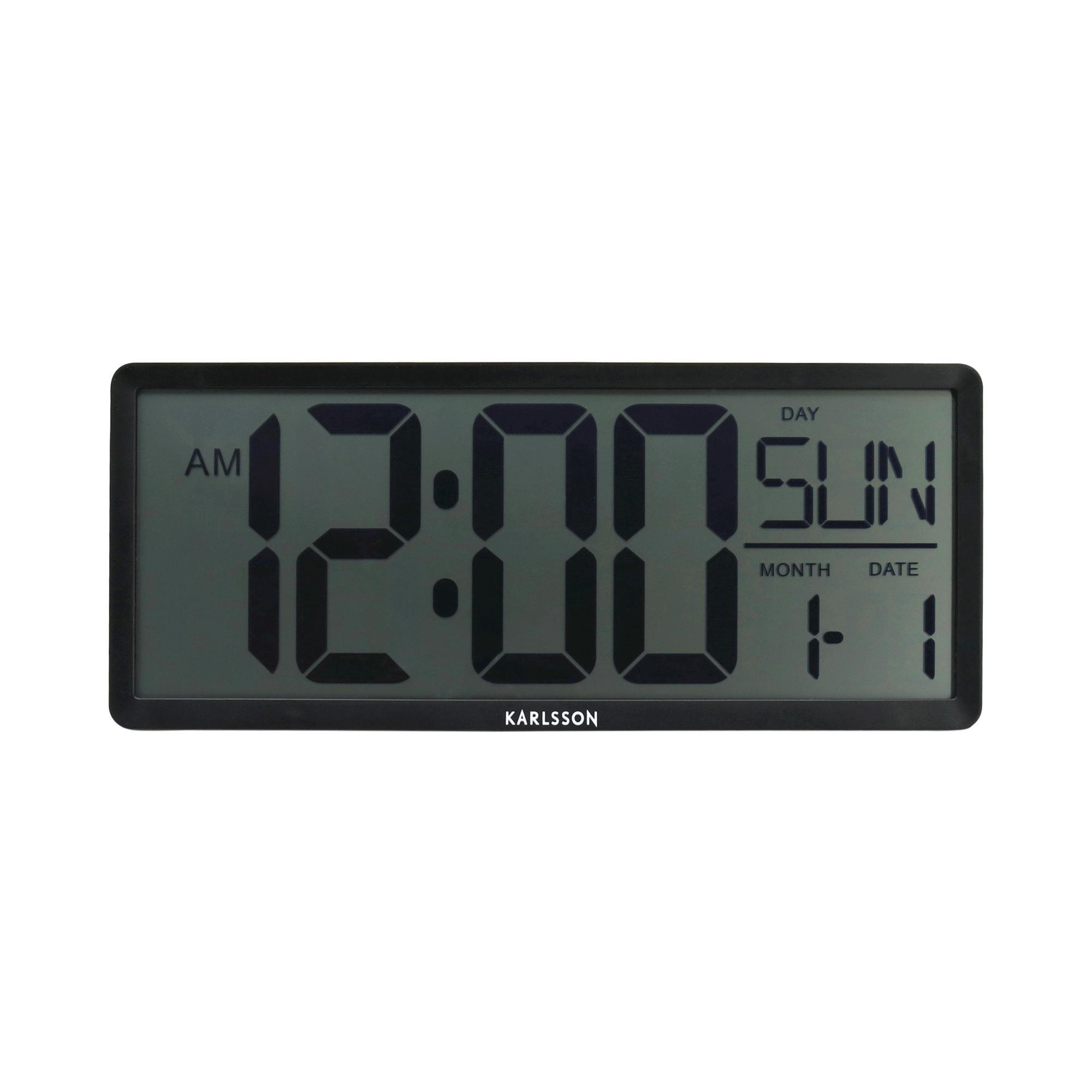 WANDUHR Retro LCD Schwarz 34.8/2.7/14.8 cm - Schwarz, Kunststoff (2.7/14.8/34.8cm) - Karlsson