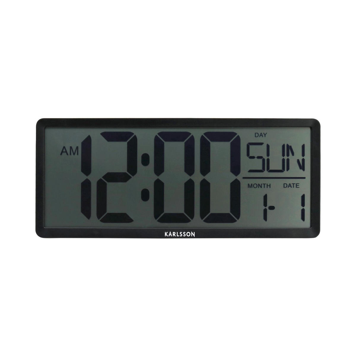 WANDUHR Retro LCD Schwarz 34.8/2.7/14.8 cm - Schwarz, Kunststoff (2.7/14.8/34.8cm) - Karlsson