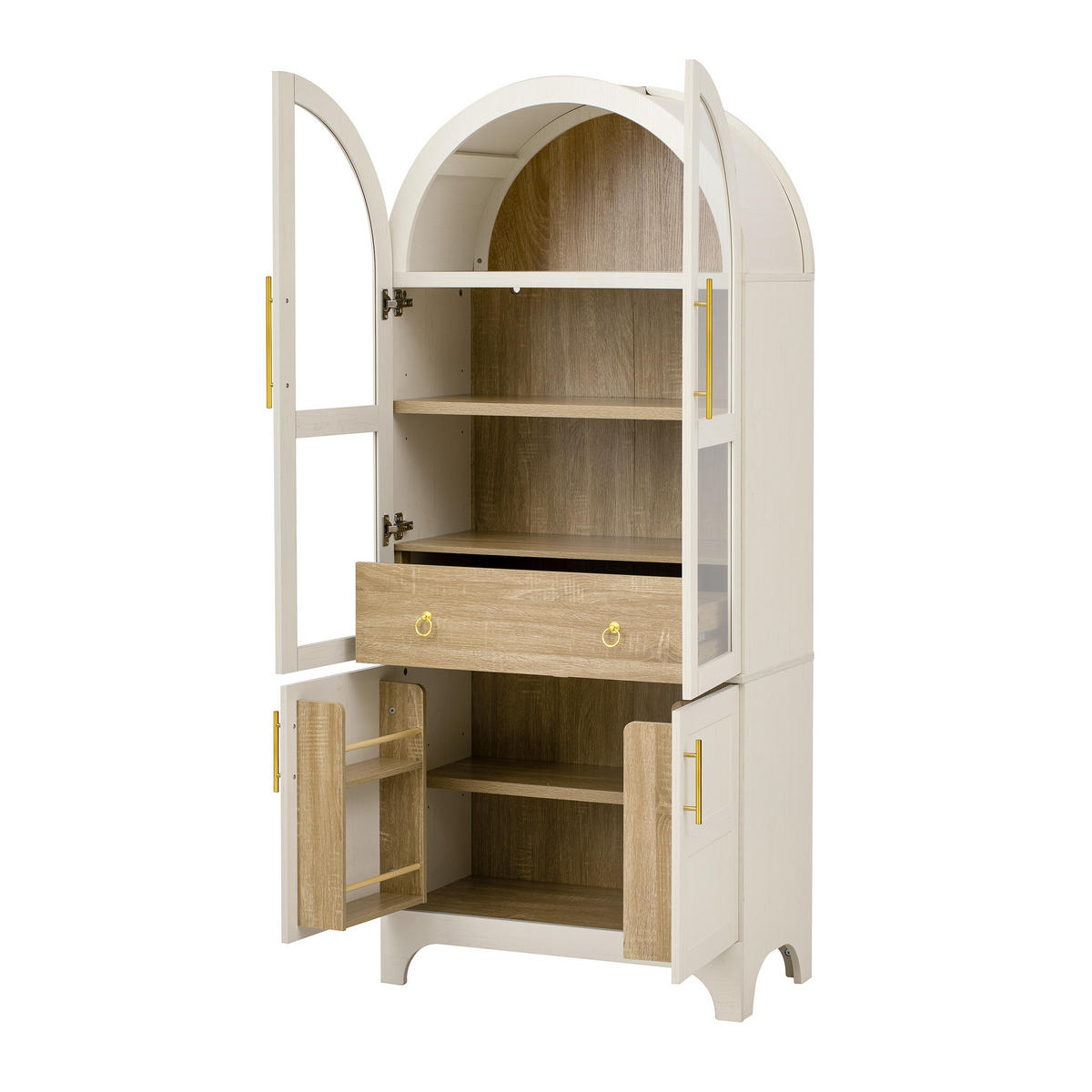 HIGHBOARD mit Riffelglas & Schubladen 180cm - Weiß, Holzwerkstoff (76/180/40cm) - Urban Meuble
