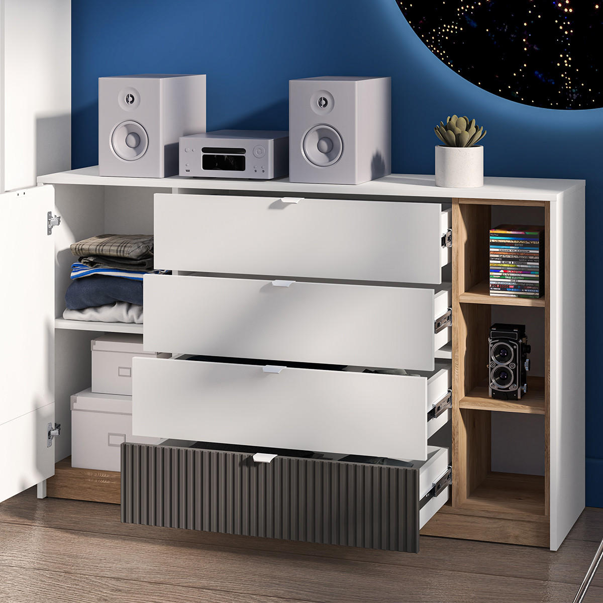 SIDEBOARD Ronan Weiß - Weiß, Holzwerkstoff (138/86/40cm) - Petits-meubles