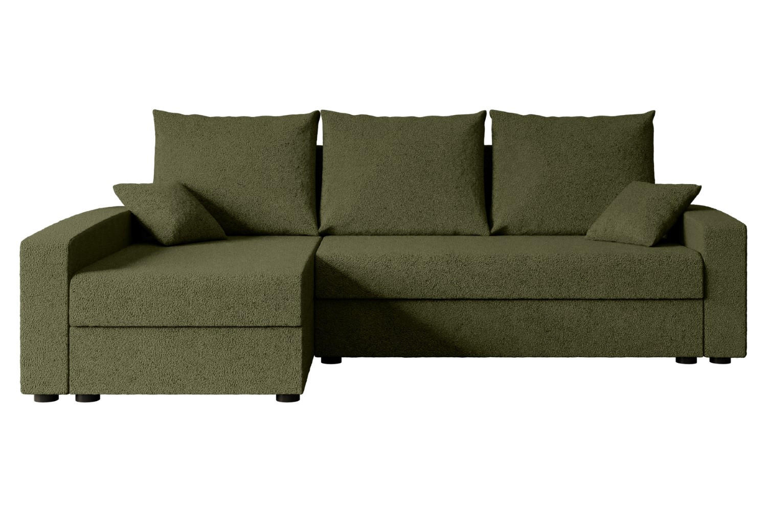 ECKSOFA mit Schlaffunktion und Bettkasten ALESIA-L 231x140x90 cm Grün Bouclé - Silberfarben/Grün, Holzwerkstoff/Kunststoff (231/140cm) - ALTDECOR
