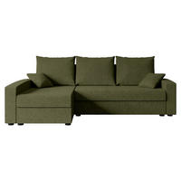 ECKSOFA mit Schlaffunktion und Bettkasten ALESIA-L 231x140x90 cm Grün Bouclé - Silberfarben/Grün, Holzwerkstoff/Kunststoff (231/140cm) - ALTDECOR