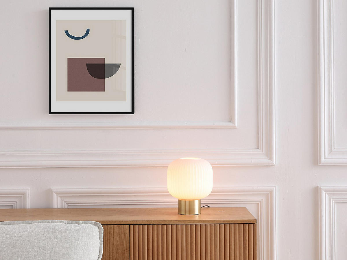 TISCHLAMPE - 20 cm x 20 cm - Metall - Weiß, Goldfarben - LOUXOR - Goldfarben/Weiß, Metall (20/20/24cm) - Vente-Unique