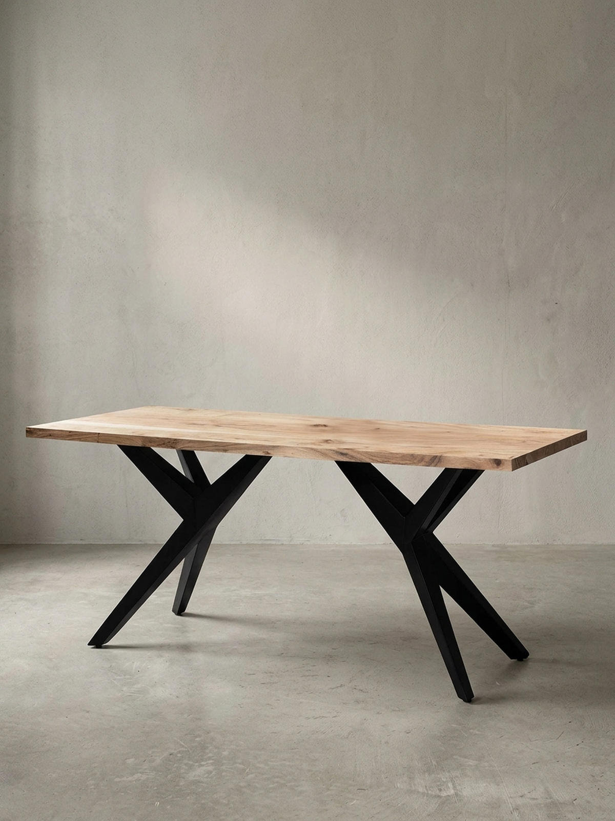 ESSTISCH Massivholz Metall Rechteckig Loft-Stil, Akazie 200x100x76 cm - Schwarz/Akaziefarben, Holz/Metall (100/200/76cm) - KADIMA DESIGN