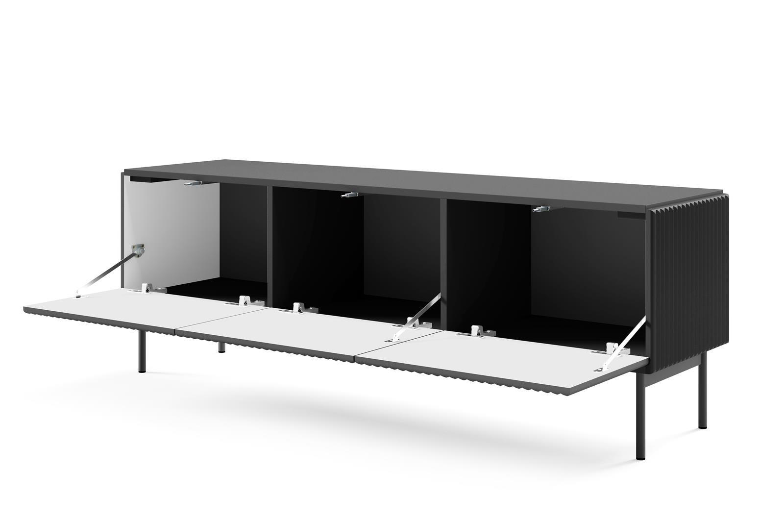 RTV-SCHRANK Tutti Schwarz, TV-Tisch - Schwarz, Holzwerkstoff/Metall (147/51/40cm) - Bettso